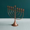Vintiquewise Modern Solid Metal Judaica Hanukkah Menorah 9 Branched Candelabra, Copper Small QI004119.BR.S